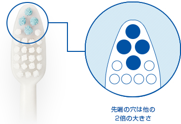 先端の穴は他の２倍の大きさ